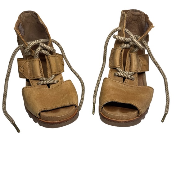 Sorel Gladiator Lace-Up Leather Sandals Tan Brown Women’s 6.5 Open Toe Comfort - Picture 1 of 6